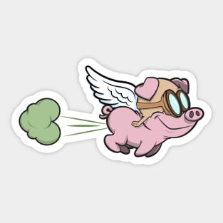 Flying Farting Piggy Sticker